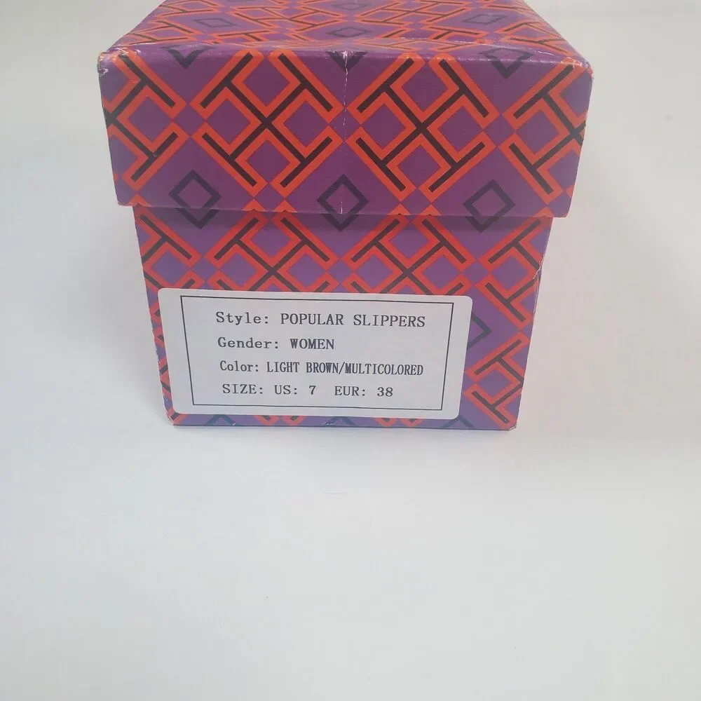 NEW Tory Burch Women’s Sandals Size 7 Brown Multicolor Logo Thong Flip Flop - Picture 9 of 9